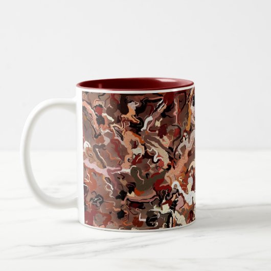 Abstracte dennennaalden tweekleurige koffiemok (Links)