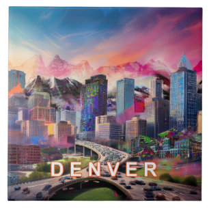 Abstracte Denver Skyline Art Modern Tegeltje