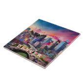 Abstracte Denver Skyline Art Modern Tegeltje (Zijkant)