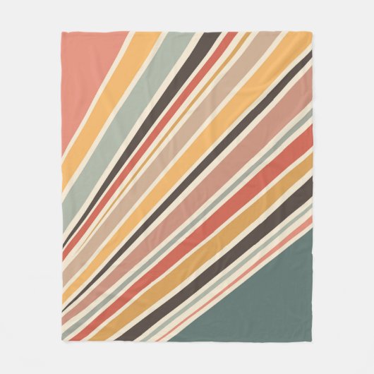 Abstracte diagonale retro stijl strepen fleece deken (Voorkant)
