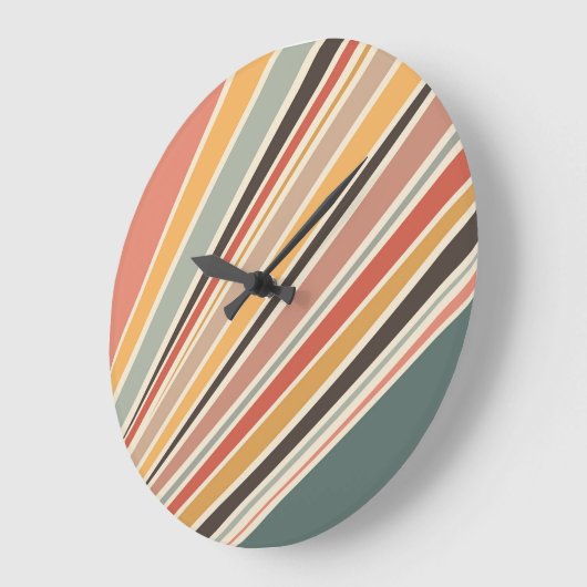 Abstracte diagonale retro stijl strepen grote klok (Hoek)