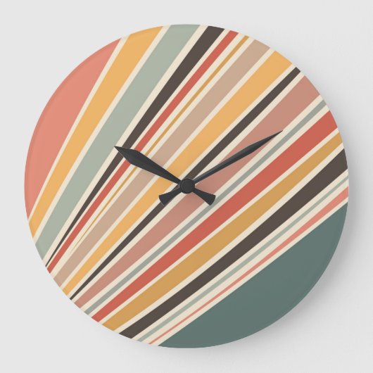 Abstracte diagonale retro stijl strepen grote klok (Voorkant)