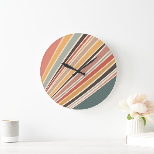 Abstracte diagonale retro stijl strepen grote klok (Huis)