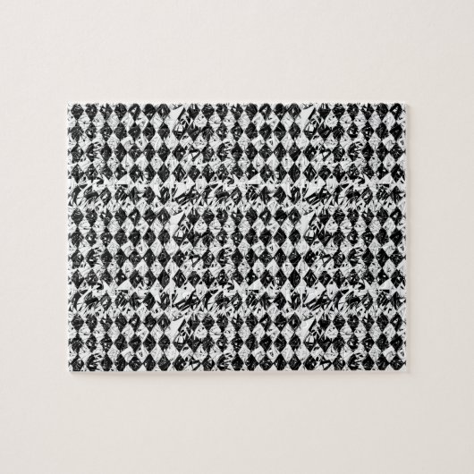 Abstracte diamanten (zwart/wit) legpuzzel (Horizontaal)