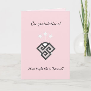 Abstracte diamantvorm op roze Gefeliciteerd Kaart