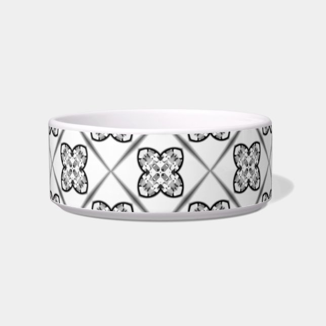 Abstracte Diamond Print Kat of Hond Pet Bowl Voerbakje (Voorkant)
