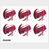Abstracte Diep Robijnrode Penseelstreken Ronde Sticker (Vel)