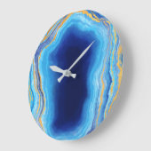 Abstracte diepblauwe en goudgemarmerde geode grote klok (Hoek)