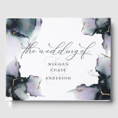 Abstracte diepe cyaan-mosterd Amethyst-geode Gastenboek (Voorkant)