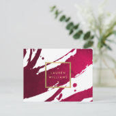Abstracte Diepe Ruby Red-penseelstreken Briefkaart (Staand voorkant)