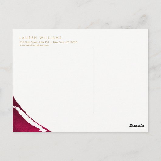 Abstracte Diepe Ruby Red-penseelstreken Briefkaart (Achterkant)