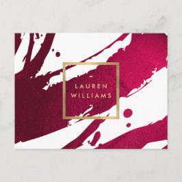 Abstracte Diepe Ruby Red-penseelstreken Briefkaart