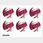 Abstracte Diepe Ruby Red-penseelstreken Ronde Sticker (Vel)