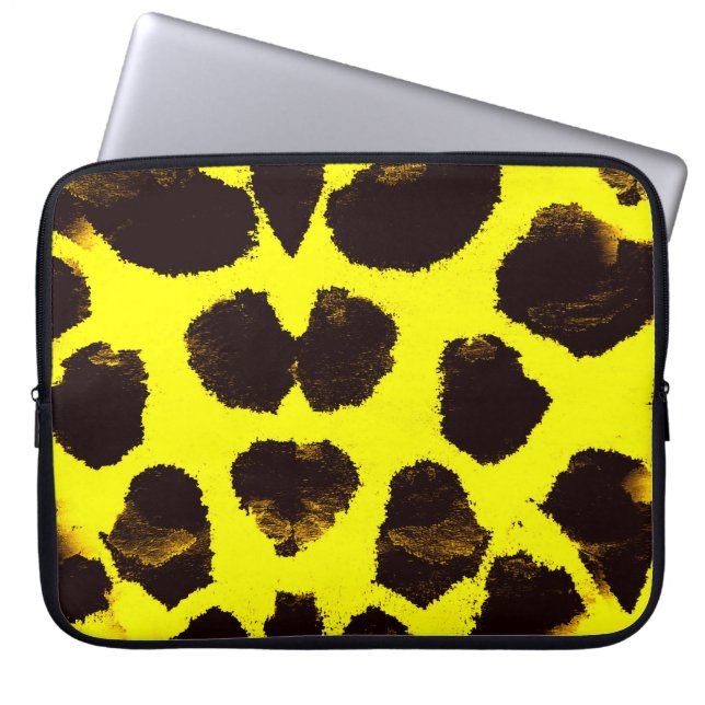 Abstracte Dierenprint Leopard Waterverf Laptop Sleeve (Voorkant)