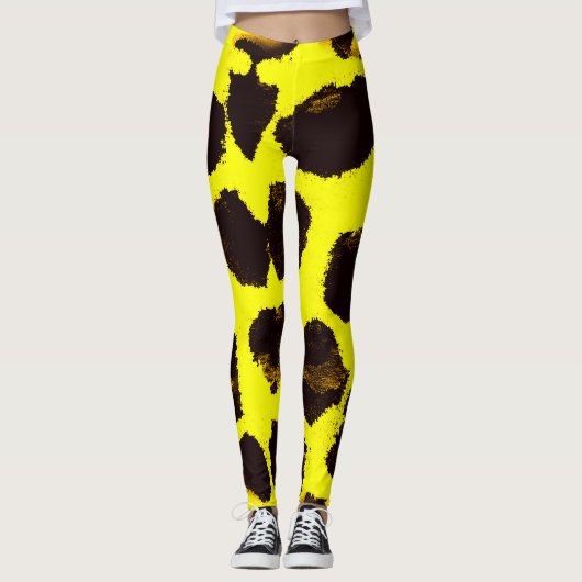 Abstracte Dierenprint Leopard Waterverf Leggings (Voorkant)