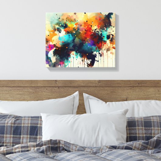 Abstracte dierenschildering canvas afdruk (Insitu (Slaapkamer))