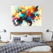 Abstracte dierenschildering canvas afdruk (Insitu (Slaapkamer))