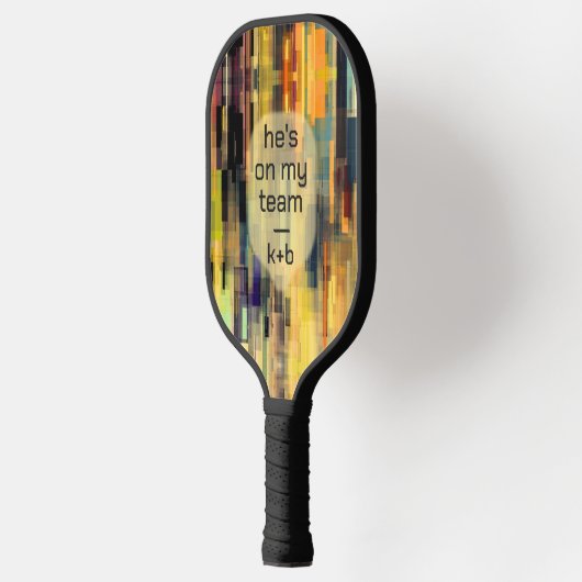 Abstracte Digitale Aangepaste Naam Koppel Gift Pickleball Paddle (Links)