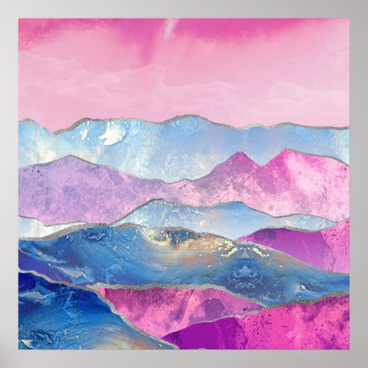 Abstracte digitale berglandschapskunst poster (Voorkant)