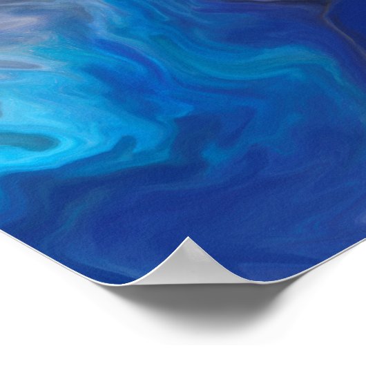 Abstracte digitale blauwgolven poster (Hoek)