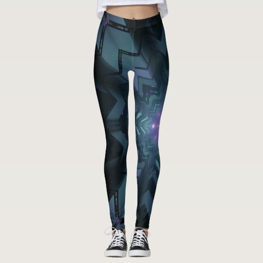 Abstracte digitale elektronica grafische kunst leggings (Voorkant)