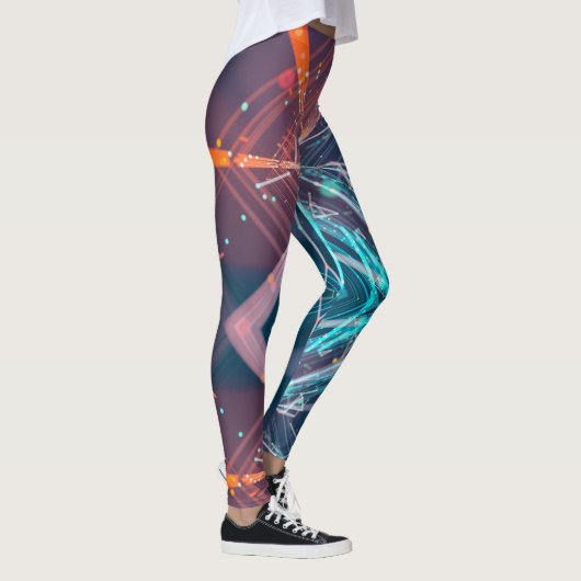 Abstracte digitale elektronische moderne kunst leggings (Rechts)