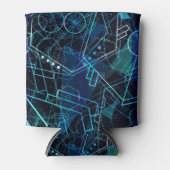 Abstracte digitale geometrische data Blauwe Kunst Blikjeskoeler (Voorkant)