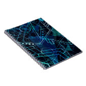 Abstracte digitale geometrische data Blauwe Kunst Notitieboek (Rechterzijde)