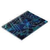 Abstracte digitale geometrische data Blauwe Kunst Notitieboek (Linkerzijde)