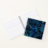 Abstracte digitale geometrische data blauwe kunst notitieboek (Binnen)