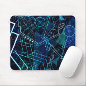 Abstracte digitale geometrische gegevens Blauwe Ku Muismat (Met muis)