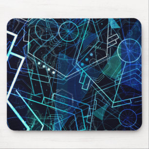 Abstracte digitale geometrische gegevens Blauwe Ku Muismat