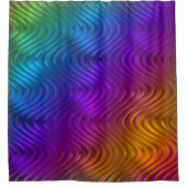 Abstracte Digitale Golven Acid Psychedelisch Ontwe Douchegordijn (Voorkant)