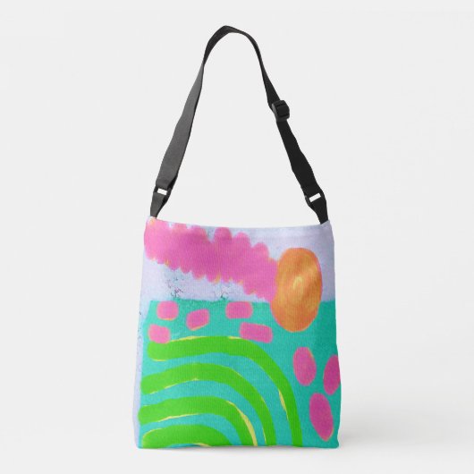 Abstracte Digitale Kunst Crossbody Tas (Achterkant)