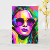 Abstracte Digitale Kunst Kleurrijke Vrouwen in Zon Kaart (Gele Bloem)