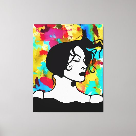 Abstracte digitale kunst Levendige Dame van Kleure Canvas Afdruk (Voorkant)