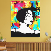 Abstracte digitale kunst Levendige Dame van Kleure Canvas Afdruk (Insitu (Woonkamer))