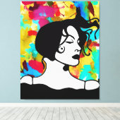 Abstracte digitale kunst Levendige Dame van Kleure Canvas Afdruk (Insitu (Houten vloer))