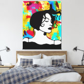Abstracte digitale kunst Levendige Dame van Kleure Canvas Afdruk (Insitu (Slaapkamer))