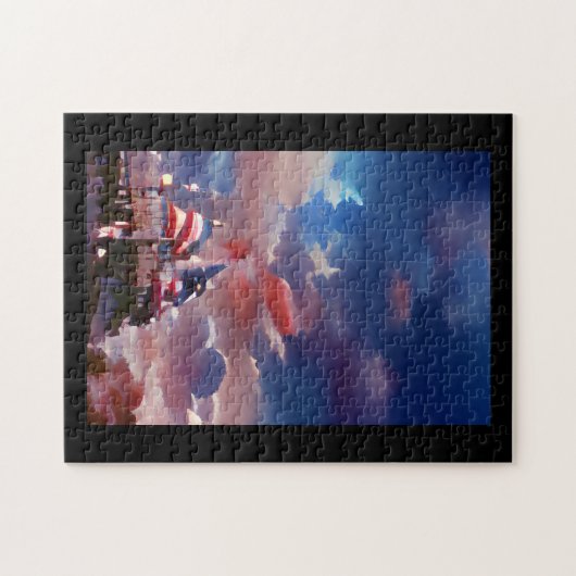 Abstracte digitale kunst onder Amerikaanse vlag Legpuzzel (Horizontaal)