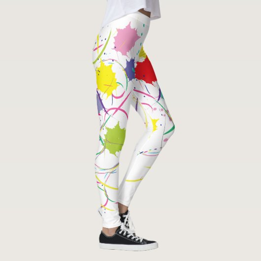 Abstracte digitale kunstkleur — wit leggings (Rechts)