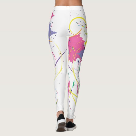Abstracte digitale kunstkleur — wit leggings (Achterkant)