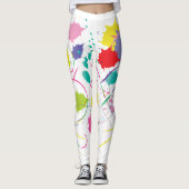 Abstracte digitale kunstkleur — wit leggings (Voorkant)
