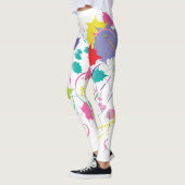 Abstracte digitale kunstkleur — wit leggings (Links)