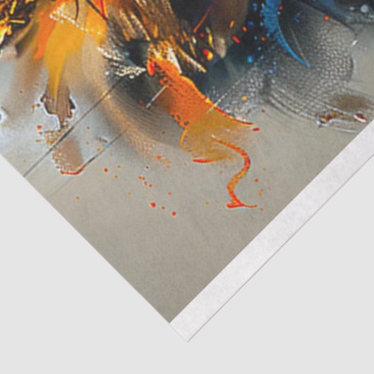 Abstracte digitale leeuw geschilderde decoupage tissuepapier (Detail)