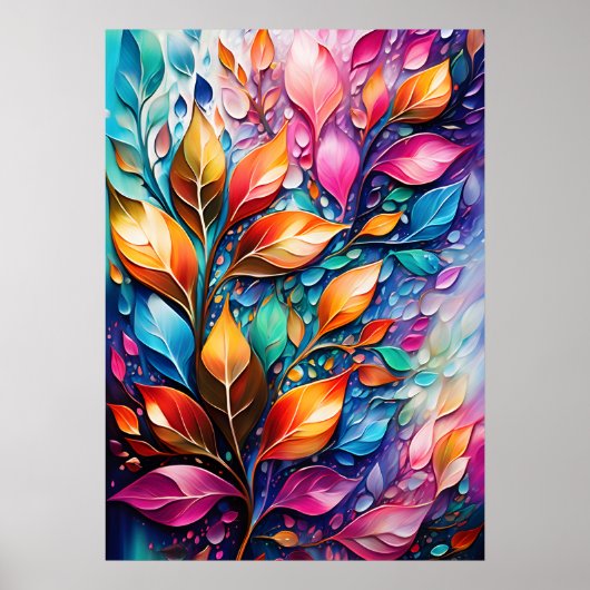 Abstracte digitale muurkunst, laat levendige kleur poster (Voorkant)