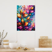 Abstracte digitale muurkunst, laat levendige kleur poster (Keuken)