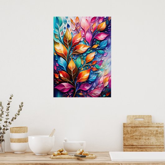 Abstracte digitale muurkunst, laat levendige kleur poster (Keuken)