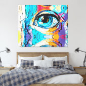Abstracte digitale olieverfschildering van mooie o canvas afdruk (Insitu (Slaapkamer))