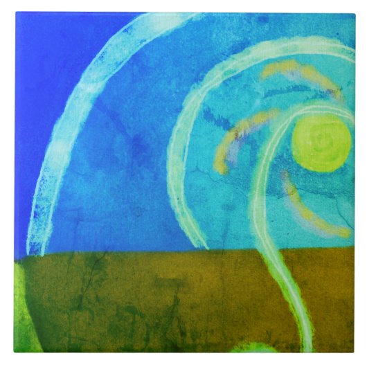 Abstracte digitale schildering in de ochtend tegeltje (Voorkant)